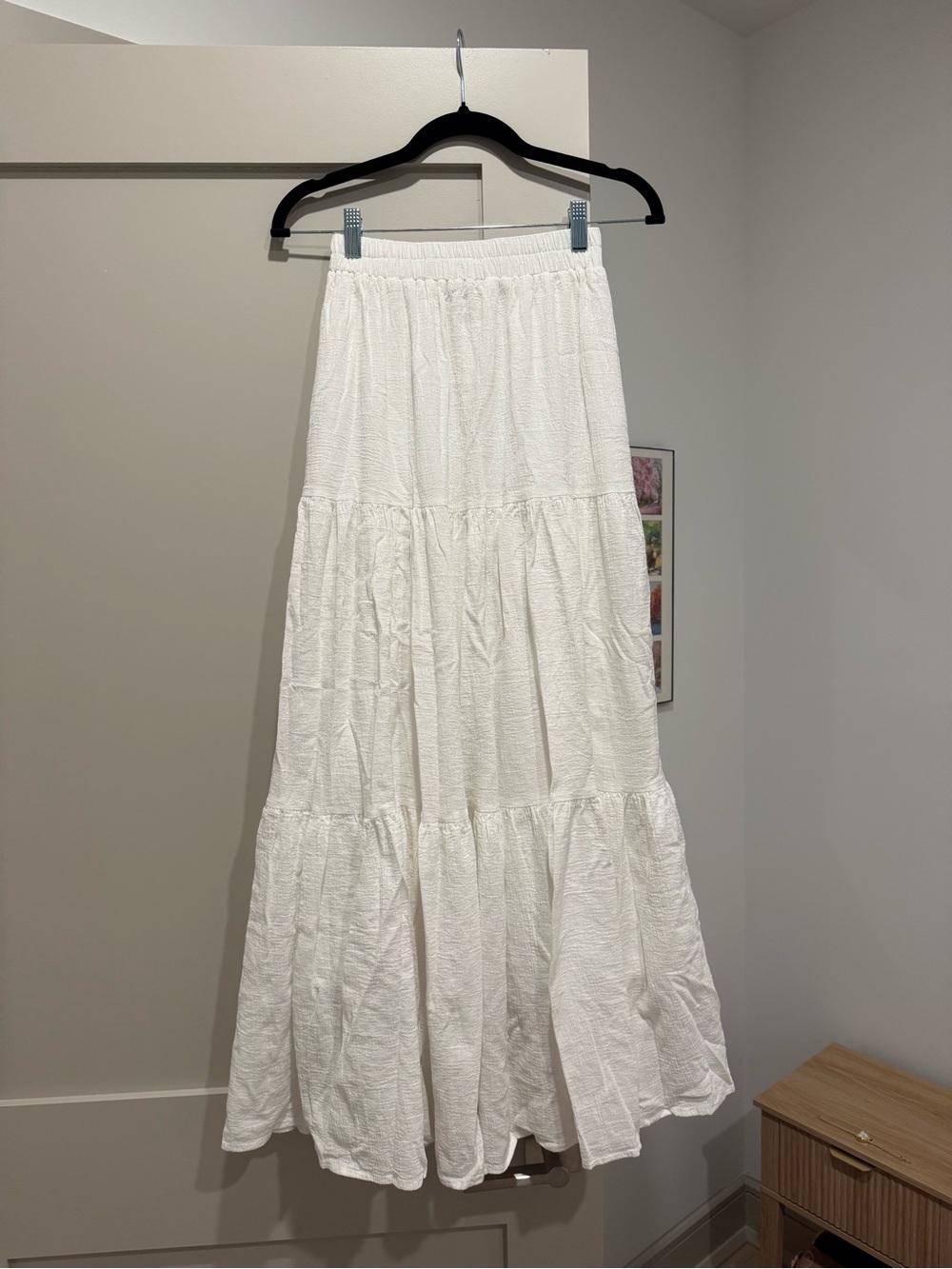 Madewell White Tiered Maxi Skirt with Elastic Waist